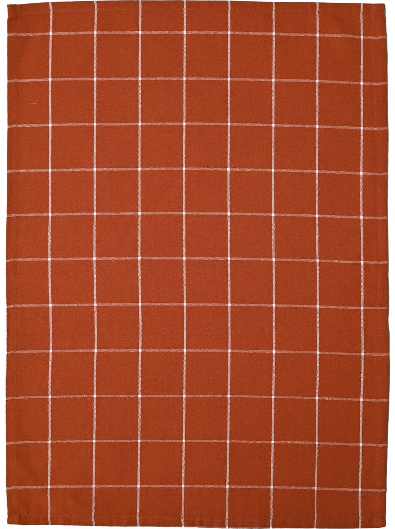 Katoenen keukenhanddoek met ruitpatroon Koraaloranje - Kiabi