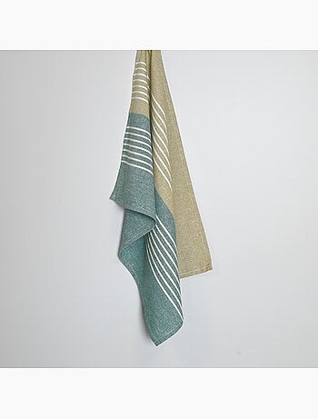 Katoenen keukenhanddoek met tweekleurige strepen