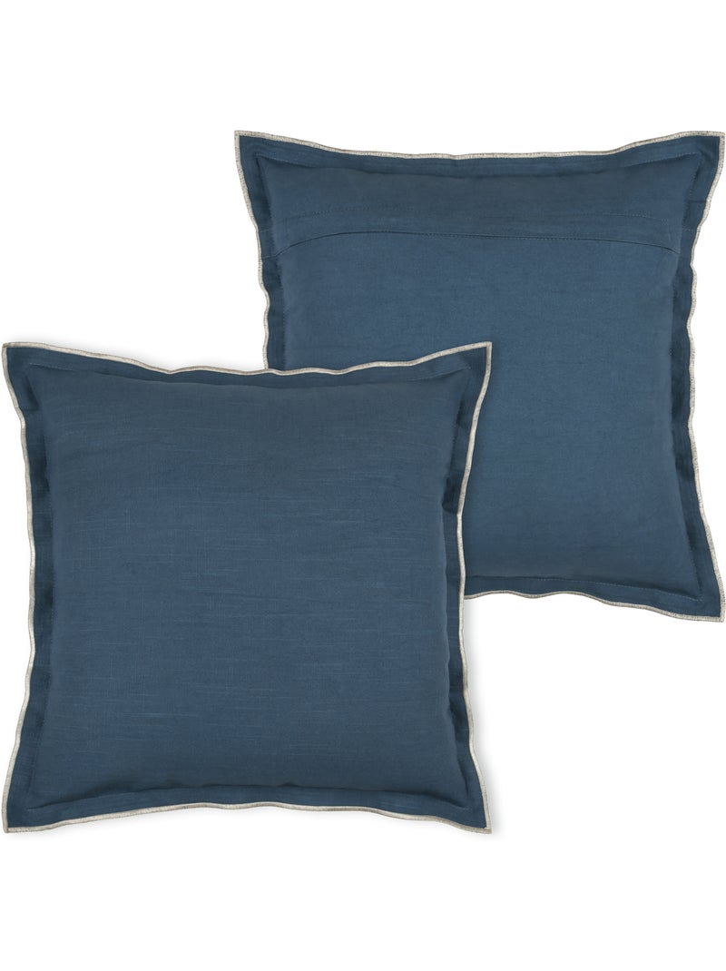 Katoenen kussen, platte geschulpte ruches, zwart Blauw - Kiabi