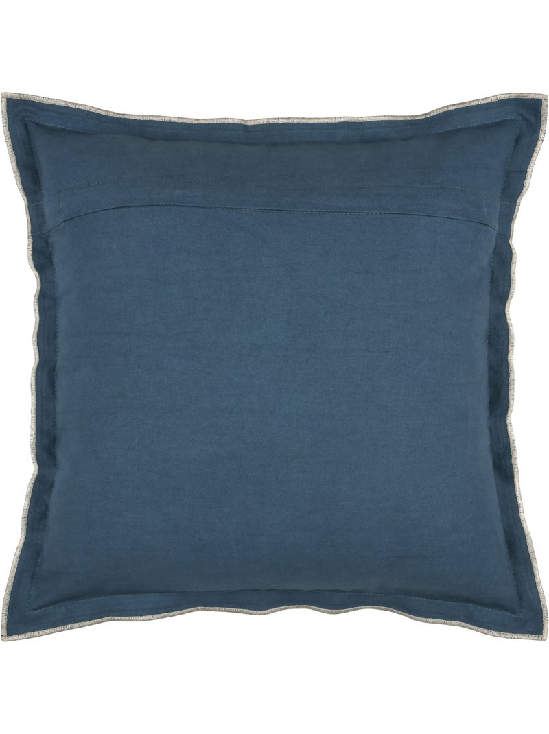 Katoenen kussen, platte geschulpte ruches, zwart Blauw - Kiabi