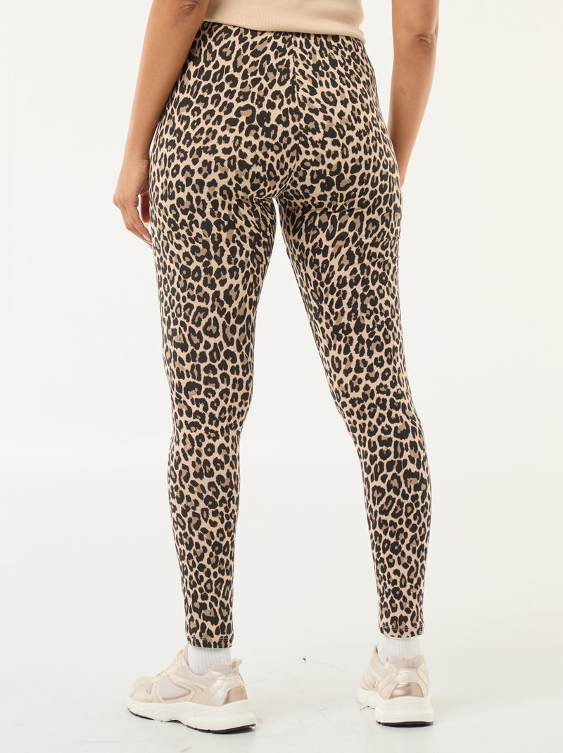 Katoenen legging met luipaardprint Biege - Kiabi
