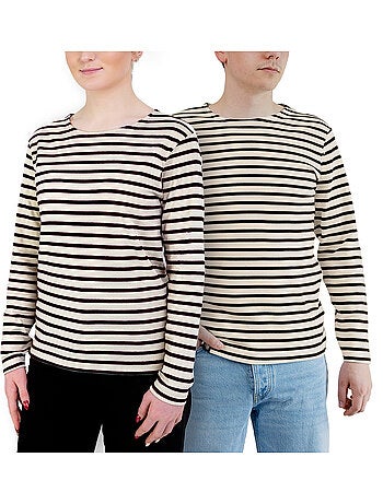 Katoenen matrozenhemd 'Breizh Océan', unisex T-shirt met dikke strepen van biologisch katoen