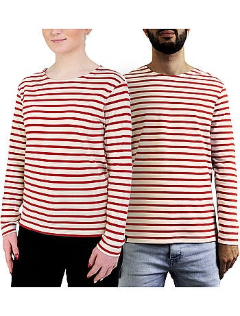 Katoenen matrozenhemd 'Breizh Océan', unisex T-shirt met dikke strepen van biologisch katoen