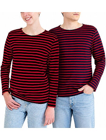 Katoenen matrozenhemd 'Breizh Océan', unisex T-shirt met dikke strepen van biologisch katoen
