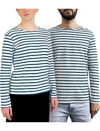 Katoenen matrozenhemd 'Breizh Océan', unisex T-shirt met dikke strepen van biologisch katoen