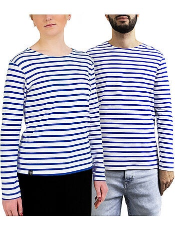 Katoenen matrozenhemd 'Breizh Océan', unisex T-shirt met dikke strepen van biologisch katoen