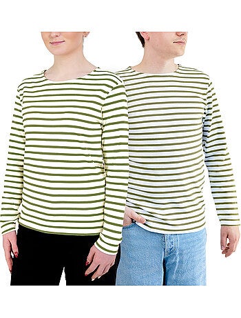 Katoenen matrozenhemd 'Breizh Océan', unisex T-shirt met dikke strepen van biologisch katoen