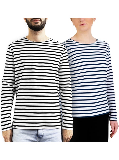 Katoenen matrozenhemd 'Breizh Océan', unisex T-shirt met dikke strepen van biologisch katoen - Kiabi