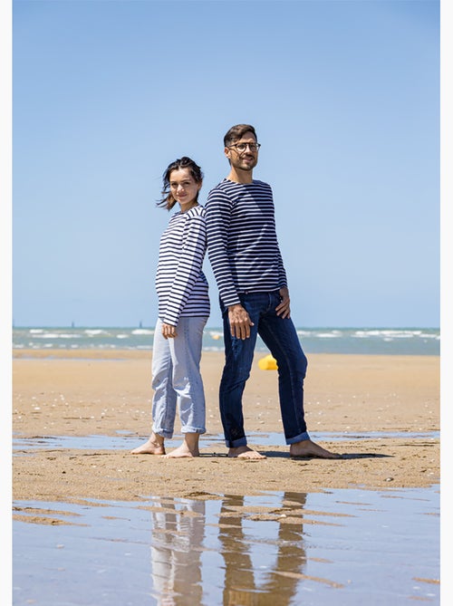 Katoenen matrozenhemd 'Breizh Océan', unisex T-shirt met dikke strepen van biologisch katoen - Kiabi