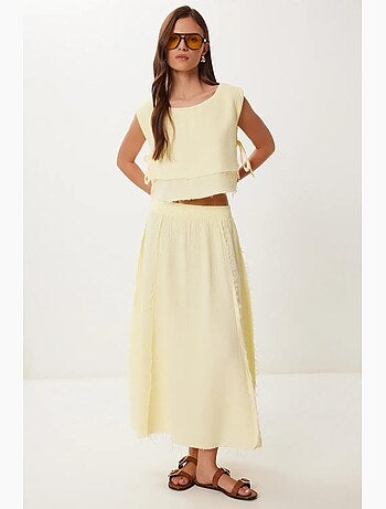 Katoenen mouwloze blouse en set met wijde broekrok istanbul