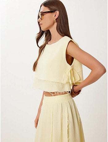 Katoenen mouwloze blouse en set met wijde broekrok istanbul