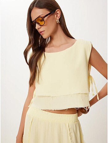 Katoenen mouwloze blouse en set met wijde broekrok istanbul
