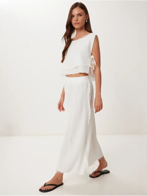 Katoenen mouwloze blouse en set met wijde broekrok istanbul - Kiabi