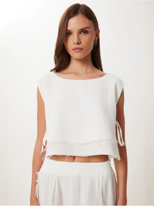 Katoenen mouwloze blouse en set met wijde broekrok istanbul - Kiabi
