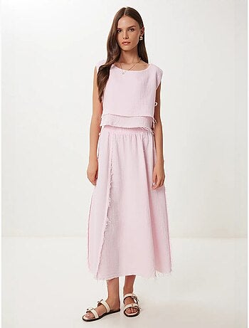 Katoenen mouwloze blouse en set met wijde broekrok istanbul