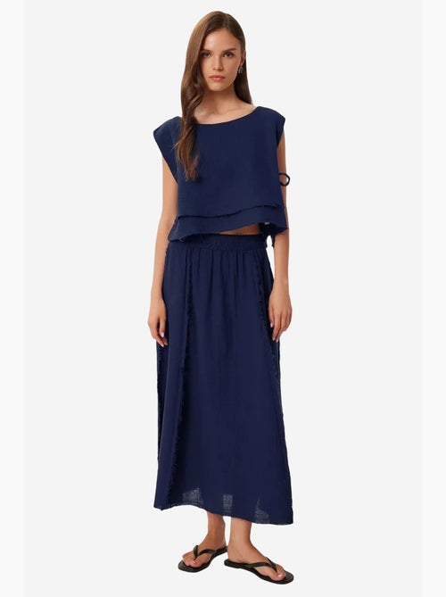 Katoenen mouwloze blouse en set met wijde broekrok istanbul - Kiabi