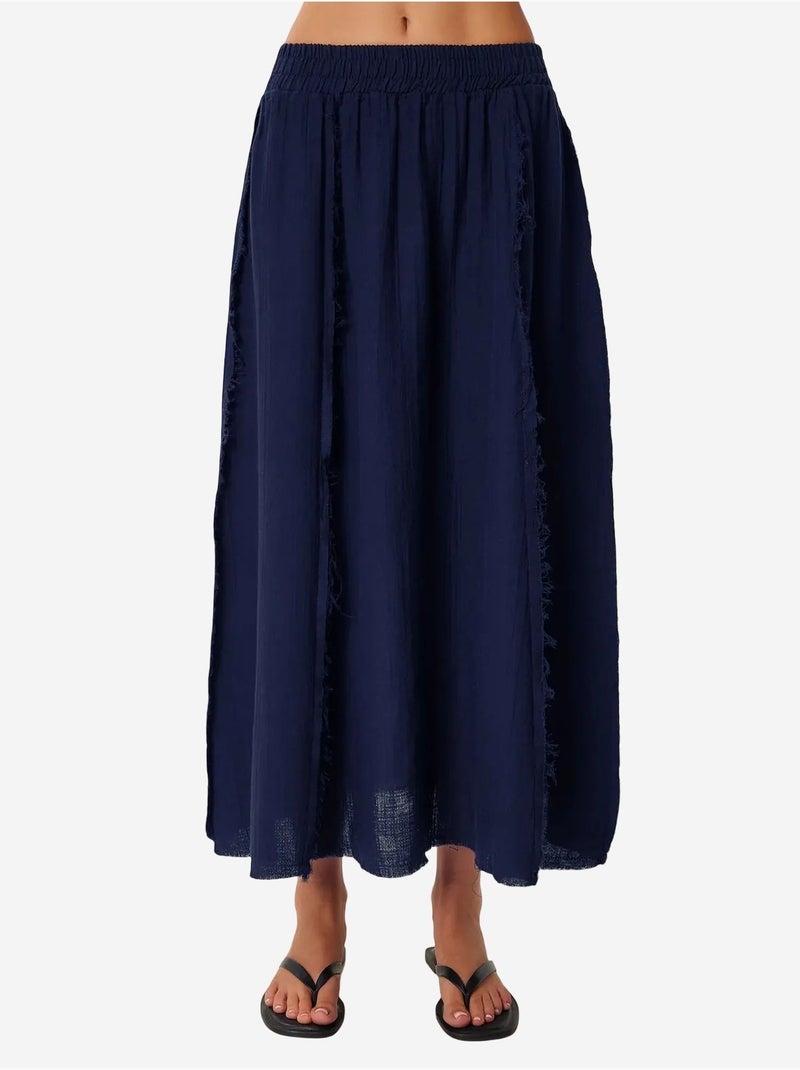 Katoenen mouwloze blouse en set met wijde broekrok istanbul Marineblauw - Kiabi