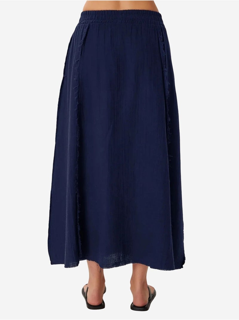 Katoenen mouwloze blouse en set met wijde broekrok istanbul Marineblauw - Kiabi