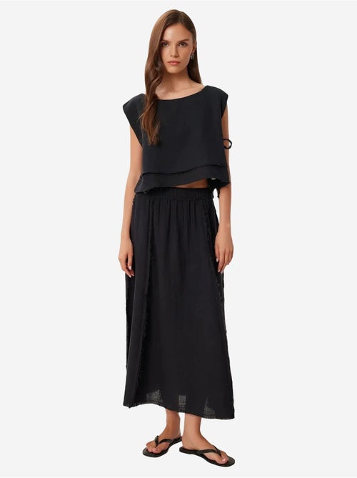 Katoenen mouwloze blouse en set met wijde broekrok istanbul - Kiabi
