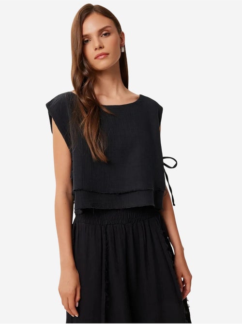 Katoenen mouwloze blouse en set met wijde broekrok istanbul - Kiabi