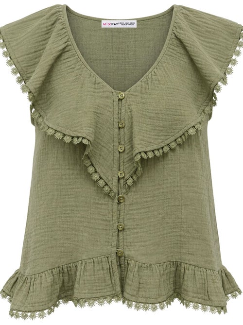 Katoenen mouwloze blouse met v-hals mixray - Kiabi