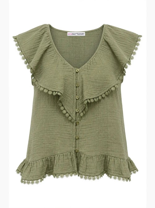 Katoenen mouwloze blouse met v-hals mixray - Kiabi