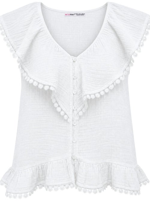 Katoenen mouwloze blouse met v-hals mixray - Kiabi
