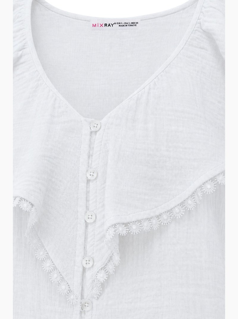 Katoenen mouwloze blouse met v-hals mixray Wit - Kiabi
