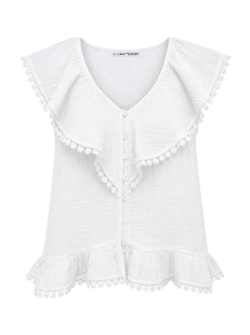 Katoenen mouwloze blouse met v-hals mixray - Kiabi