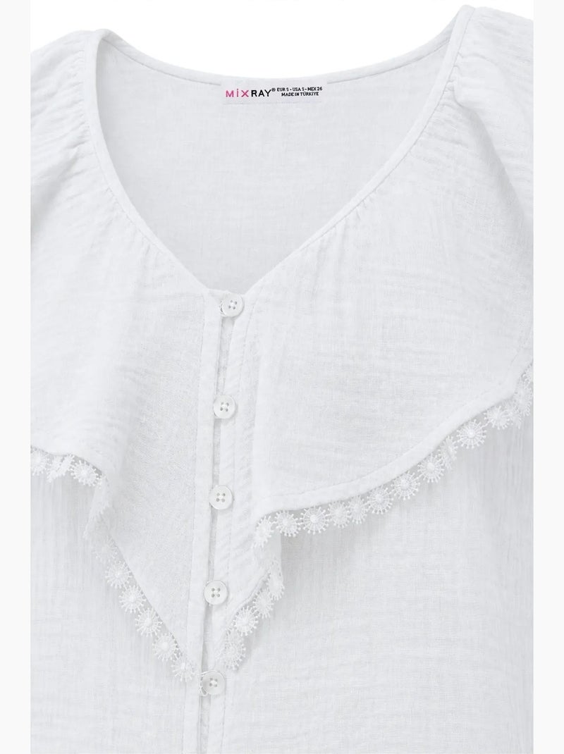 Katoenen mouwloze blouse met v-hals mixray Wit - Kiabi