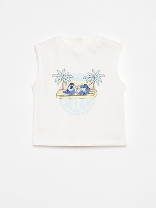 Katoenen mouwloze top met print 'Disney'
