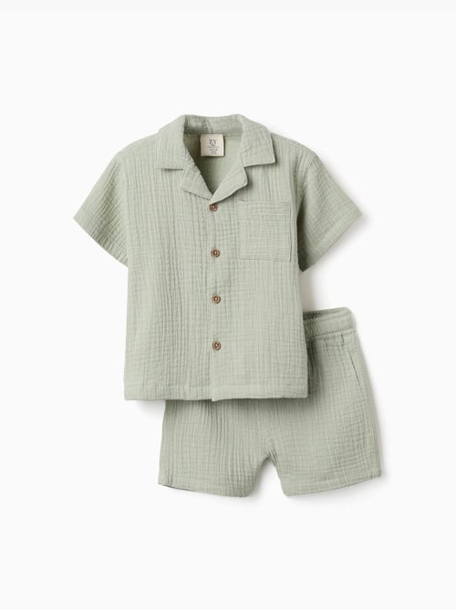Katoenen overhemd en korte broek set - Kiabi