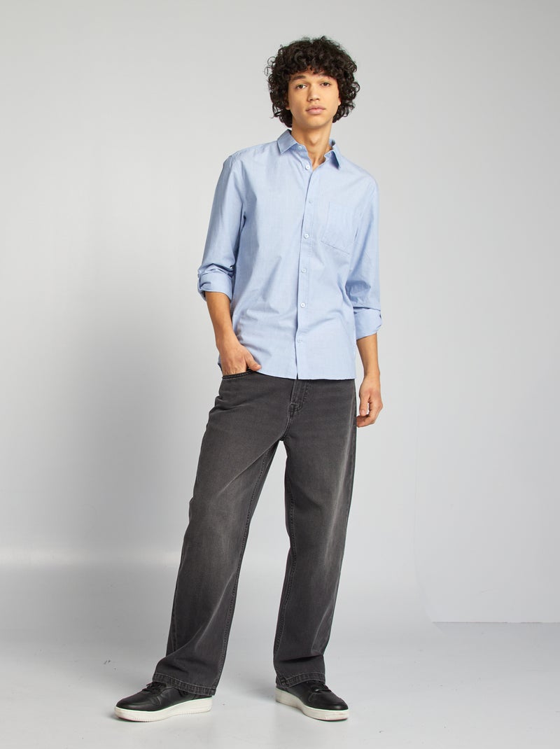 Katoenen overhemd met zakje BLAUW - Kiabi