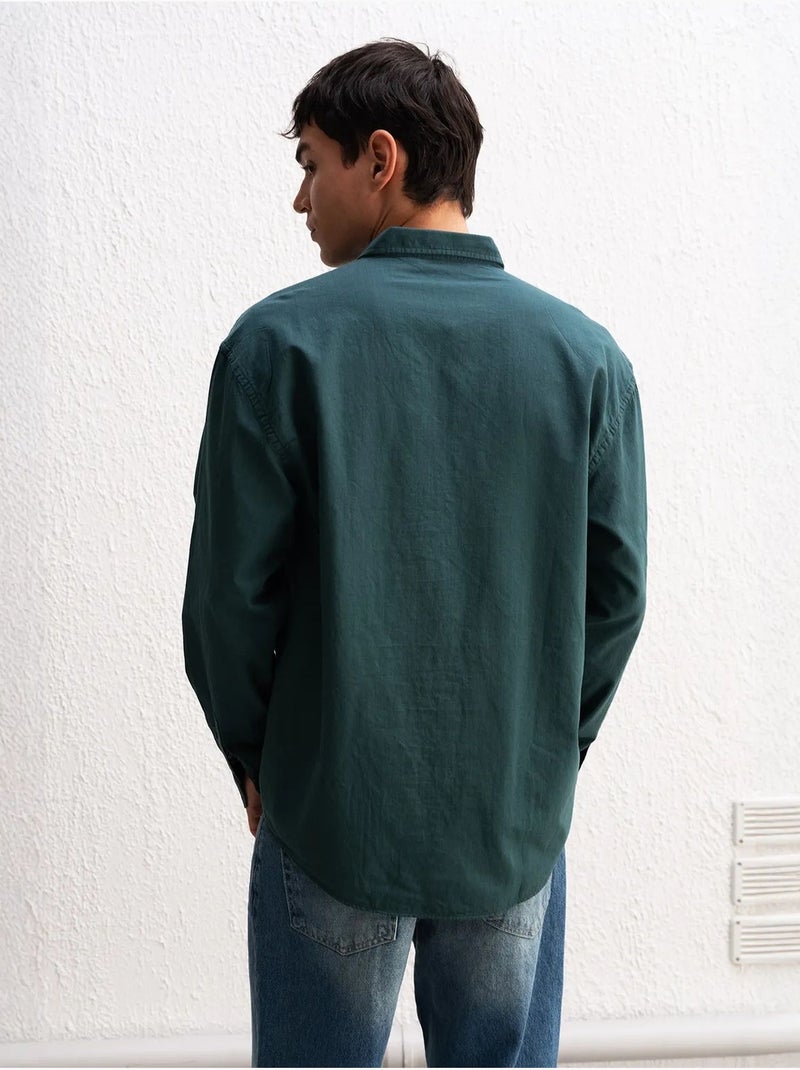 Katoenen oversized overhemd met knopen giesto Donkergroen - Kiabi