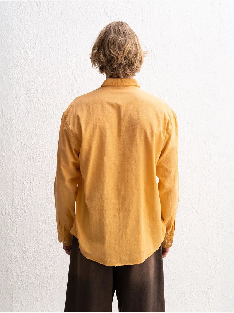 Katoenen oversized overhemd met knopen giesto Mandarijnoranje - Kiabi