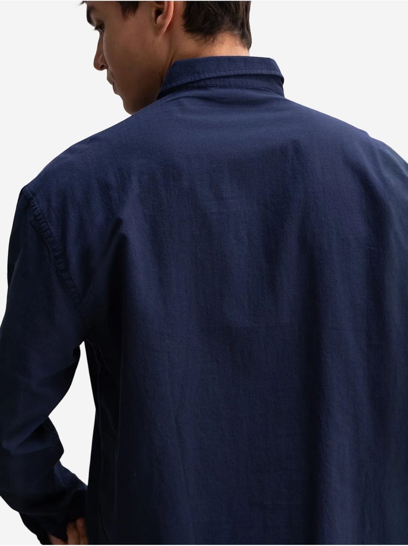 Katoenen oversized overhemd met knopen giesto Marineblauw - Kiabi
