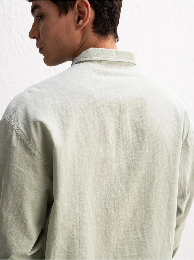 Katoenen oversized overhemd met knopen giesto Muntgroen - Kiabi