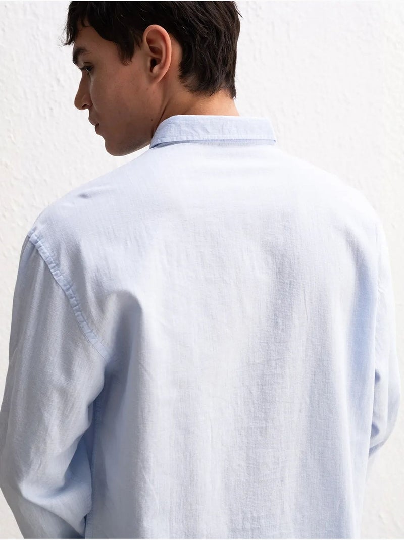 Katoenen oversized overhemd met knopen giesto Pastelblauw - Kiabi