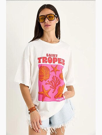 Katoenen oversized t-shirt met schelpenprint lucci