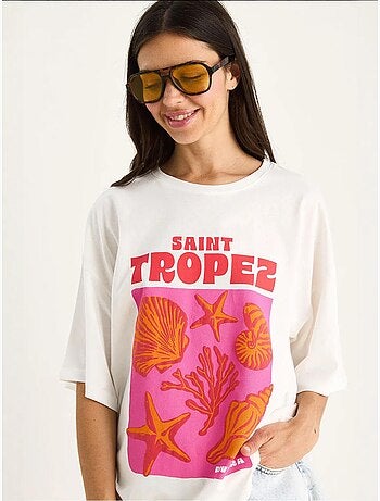 Katoenen oversized t-shirt met schelpenprint lucci
