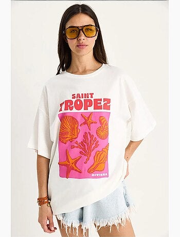 Katoenen oversized t-shirt met schelpenprint lucci
