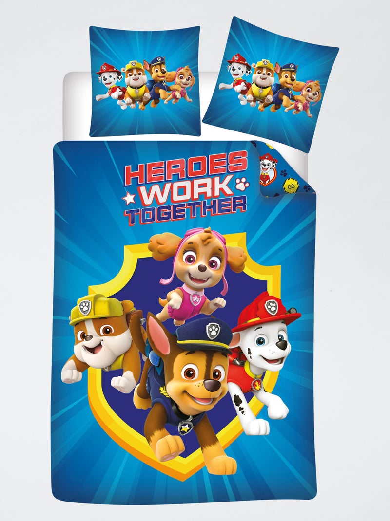 Katoenen PAW Patrol-dekbedset + 1 kussensloop Blauw - Kiabi