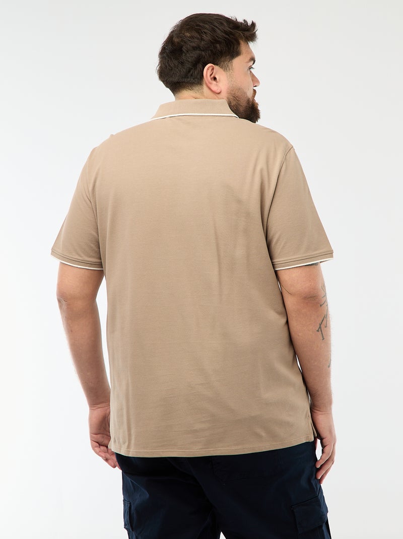 Katoenen polo met contrasterende details Biege - Kiabi