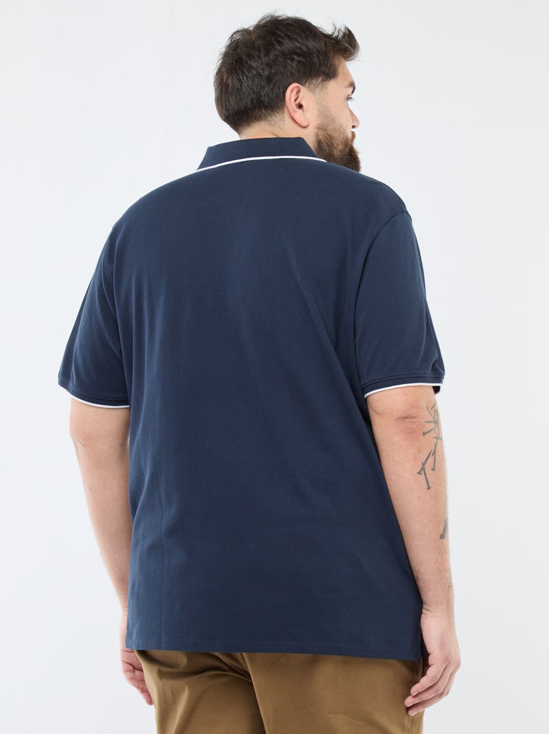 Katoenen polo met contrasterende details BLAUW - Kiabi