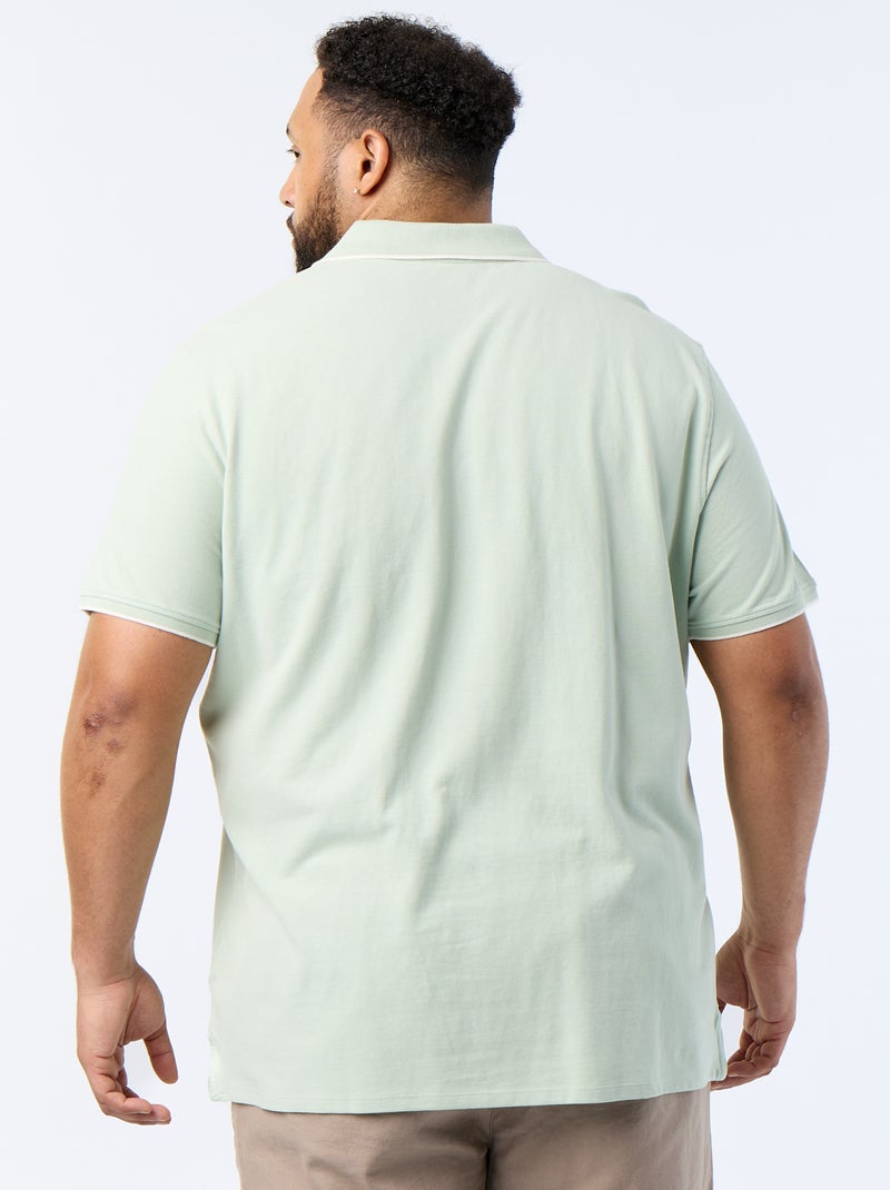 Katoenen polo met contrasterende details Groen - Kiabi