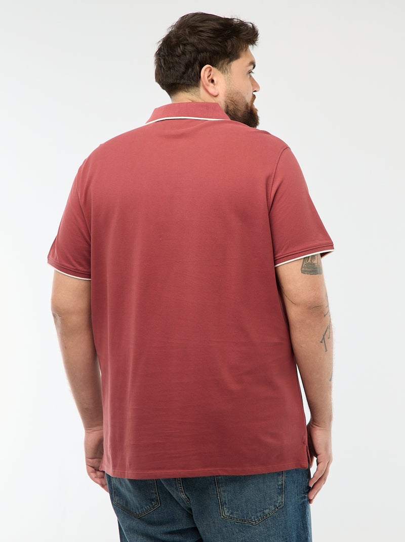 Katoenen polo met contrasterende details Rood - Kiabi