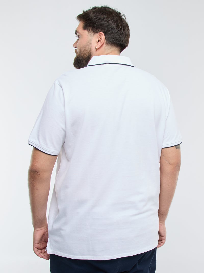 Katoenen polo met contrasterende details wit - Kiabi