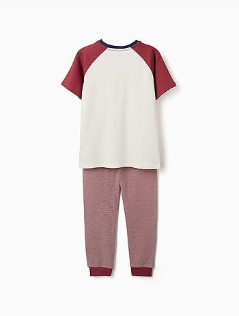 Katoenen pyjama met korte mouwen en gewatteerd masker