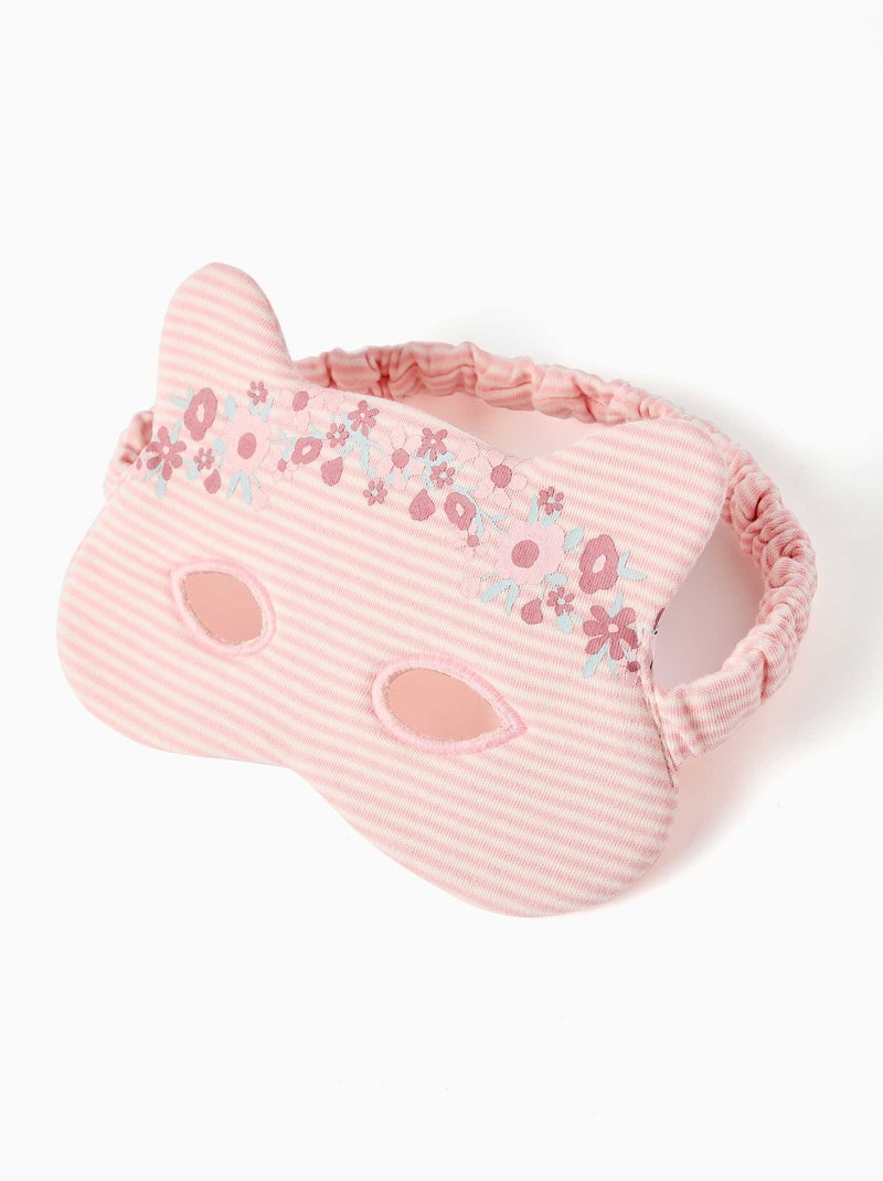 Katoenen pyjama met korte mouwen en gewatteerd masker Wit - Kiabi