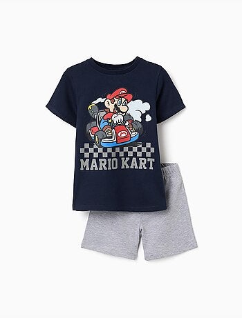 Katoenen pyjama met korte mouwen met mario kart print